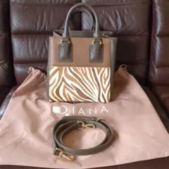 新品未使用　ダイアナDIANA　ハラコブラウンハンドバッグ　ショルダー付のサムネイル