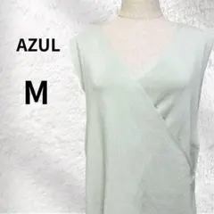 AZUL カシュクール風Vネックニット M ミント ノースリーブ バックスリット