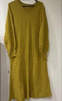 ロング丈＊ニットワンピースM＊袖パール