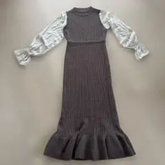 GRLリブ編みニットワンピース