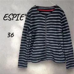 エスピエ ESPIE' カットソー　ジップアップ ボーダー　36 イトキン　紺色のサムネイル