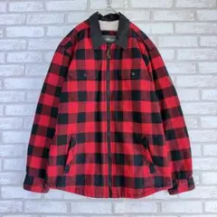 エディーバウアー　裏ボアジャケット　チェック柄　赤　S メンズ