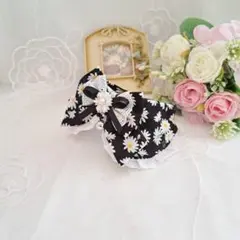 ブラックマーガレットわんちゃん猫ちゃん用襟付き首輪