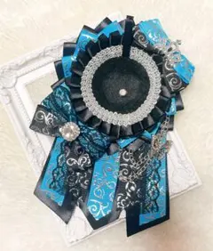 977 ハンドメイド 痛ロゼット ブラック ターコイズ