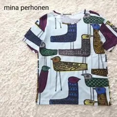 極美品 ミナペルホネン 鳥柄 Tシャツ 水色 36のサムネイル