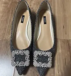 ohga ビジューツイード　パンプス　グレー　24.5㎝