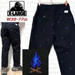 XLARGE 刺繍 焚き火柄 アウトドア アンクルパンツ ワークパンツ チノのサムネイル