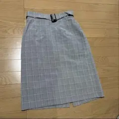 【美品・即発送】チェック柄 タイトスカート Lサイズ ベルト付き