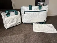 adidas ゴルフ　トートバッグセット ホワイト/グリーン　シューズ袋付き