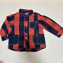 赤と紺のチェック柄長袖シャツ 95cm以下