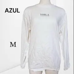 【アズールバイマウジー】A1009 ロゴプリント 長袖Tシャツ カジュアル 白