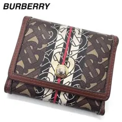 良品✨バーバリー　三つ折り財布　TBモノグラム　コンパクト　金ボタン　ブラウン