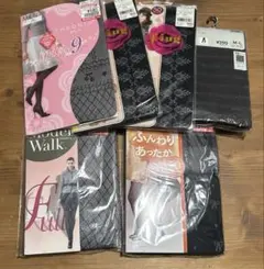 おまとめ売り！ チェック、リボン￼、ダイヤ柄など6種 タイツ8枚セット　M-L