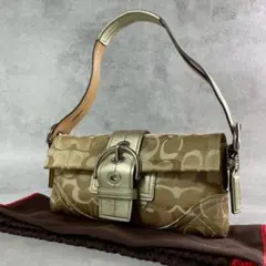 超美品・使用感少ない✨COACH ソーホー ワンショルダーバッグ 総柄 ゴールド
