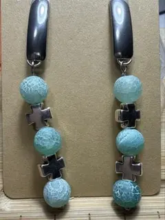 天然石クロスモチーフ ロングピアス