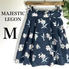 ショート丈花柄プリーツキュロット　スカパン　ウエストゴム　フェイクスカート　ボタ