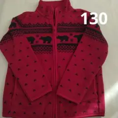 中古　ユニクロ フリースジャケット　赤　 130cm