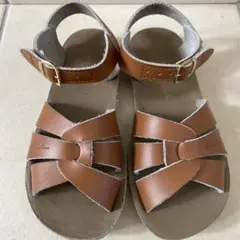 salt waterブラウン レザークロスストラップサンダル21センチ