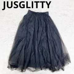 【JUSGLITTY】チュールスカート(1) 黒 ロング 裏地付 美品