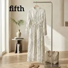 未使用品✨fifth ドット柄ワンピ　ロング　マキシ　アイボリー×黒　2way