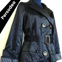 【タグ付き】Persodea ダブルブレスト トレンチコート Lサイズ ネイビー
