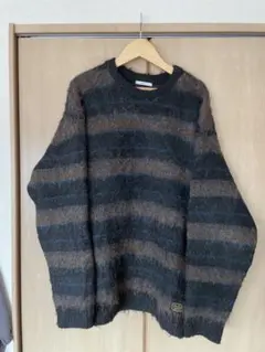 BAYFLOW ブラック/ブラウン ストライプ ニットセーター