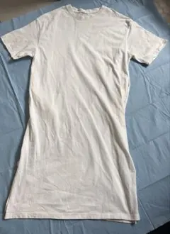 【Alma Design】ロングシャツワンピース　半袖　裾スリット　ホワイト　M