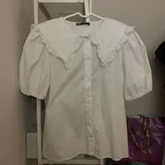 ZARA 襟付きブラウス　ホワイト