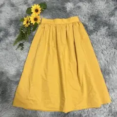 NOLLEY'S ロングフレアスカート 裏地付 無地 イエロー 黄 サイズ36