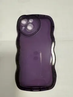iPhone 14用 紫色波型クリアケース