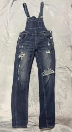 GYDA SIDE RIPPEDスキニーデニムサロペット オーバーオール M