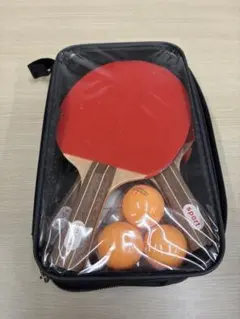 卓球ラケット4本セット 赤黒両面 ボール6個 ケース付き　家族友達と遊べます