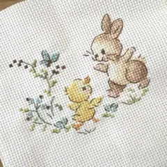 ハンドメイド クロスステッチ 完成品 うさぎ - メルカリ