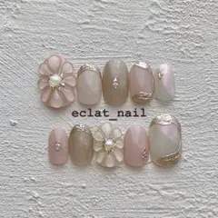 【オーダーネイルチップ】入学式　ブライダル　振袖　成人式　3Dネイル　オーロラ