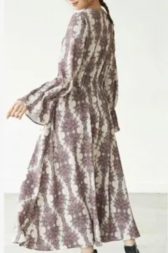 美品 ROPE’ PICNIC サスティナブルプリント 配色ワンピース М