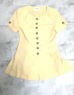 美品 80s MEDWS 半袖 ジャケット イエロー チュニック レトロ Y2K