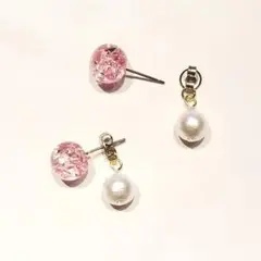 1218.スワロフスキー パールバックキャッチ レジンピアス♡