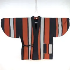 【美品】水屋着 上っ張り 身丈76 裄65 羽織 作務衣 和装 ウール 紬 縦縞