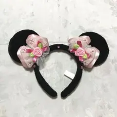 ディズニー　ミニー　薔薇　シフォン　リボン　カチューシャ