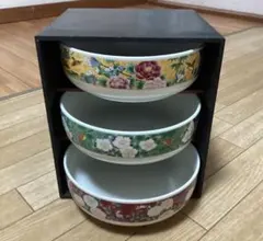 美濃焼　やまと窯　和食器 鉢 3個セット 花鳥柄 盛り鉢 深鉢 収納箱付き
