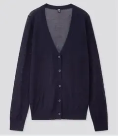 ＊美品＊［UNIQLO］ライトVネックカーディガン（長袖）　NAVY / XL