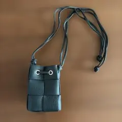 美品　MILLELA FIRENZE メッシュ巾着レザーバッグ　モスグリーン