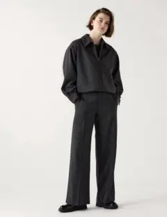 新品未使用 UNIQLO ブラッシュドジャージータックワイドパンツ L 丈長め