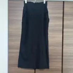 アンドミー　マタニティセルフカットリブタイトスカート　ブラック　andme