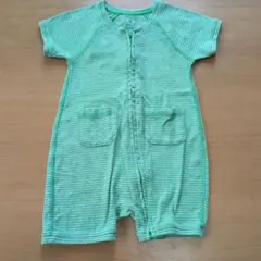 babyGap 緑と白のストライプロンパース