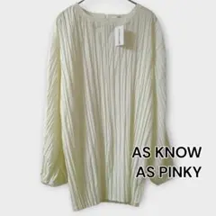 タグ付き AS KNOW AS PINKY プリーツブラウス長袖 Mオフホワイト