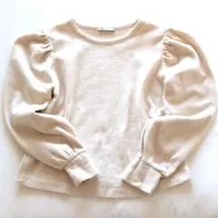 ZARA パフスリーブ リブ カットソー ボリュームスリーブ ベージュ