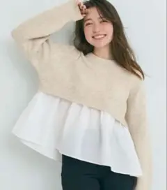 ドッキングギャザーニットトップス