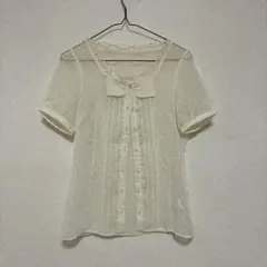 【美品】透け ブラウス リボン セクシー キレイめ 可愛いのサムネイル