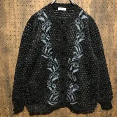 clover クロバー　花柄 黒　ブラック　カーディガン　N67